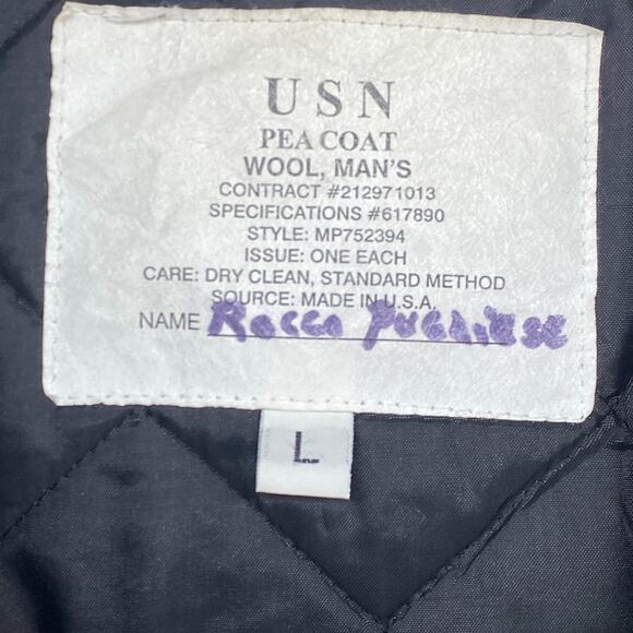 US NAVY Jacket Men L USN Military Wool Peacoat Double Breasted Uniform Black VTG - Picture 5 of 11